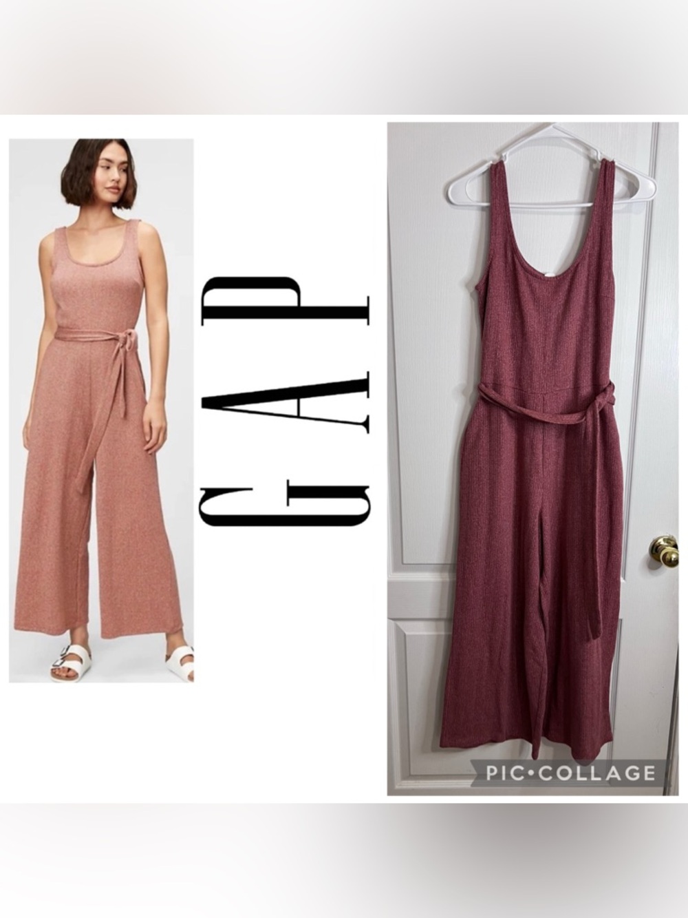 GAP Rose Mauve Sleeveless Wide-Leg Jumpsuit